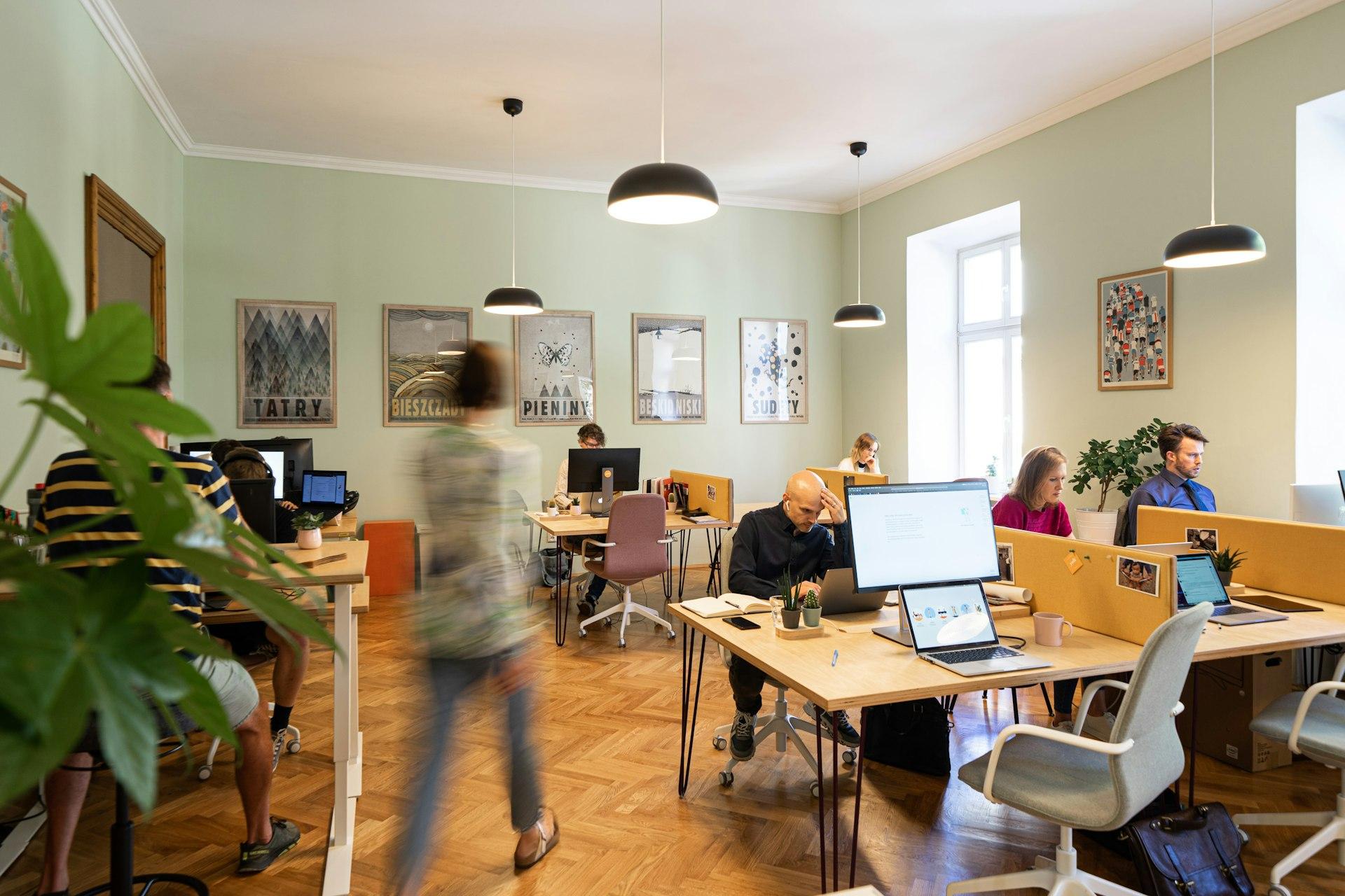 Team working on an app in the office